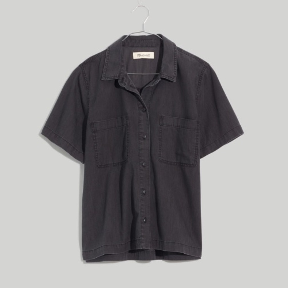 Men’s Madewell Denim Short-Sleeve Button-Up Shirt in Lunar Wash